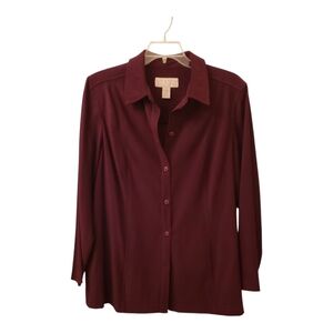 Vintage Norton Studio Burgundy Button-Up Blouse – Classic & Chic